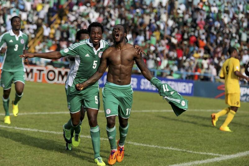 Victor Moses got Nigeria's samba line to Brazil 2014 started at the 20th minute with a goal off a penalty kick. Afolabi Sotunde / Reuters