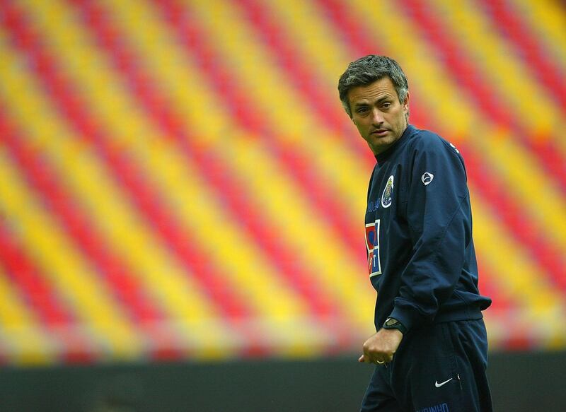 GELSENKIRCHEN, GERMANY - MAY 25:  Jose Mourinho, Coach of FC Porto during training before The UEFA Champions League Final at The Arena Auf Schalke on May 25, 2004 in Gelsenkirchen, Germany.  (Photo by Stuart Franklin/Getty Images)