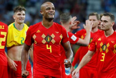 epa06869768 Vincent Kompany of Belgium reacts after the FIFA World Cup 2018 quarter final soccer match between Brazil and Belgium in Kazan, Russia, 06 July 2018. Belgium won the match 2-1.

(RESTRICTIONS APPLY: Editorial Use Only, not used in association with any commercial entity - Images must not be used in any form of alert service or push service of any kind including via mobile alert services, downloads to mobile devices or MMS messaging - Images must appear as still images and must not emulate match action video footage - No alteration is made to, and no text or image is superimposed over, any published image which: (a) intentionally obscures or removes a sponsor identification image; or (b) adds or overlays the commercial identification of any third party which is not officially associated with the FIFA World Cup)  EPA/DIEGO AZUBEL   EDITORIAL USE ONLY
