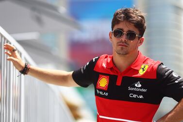 BAKU, AZERBAIJAN - JUNE 09: Charles Leclerc of Monaco and Ferrari looks on in the Paddock during previews ahead of the F1 Grand Prix of Azerbaijan at Baku City Circuit on June 09, 2022 in Baku, Azerbaijan. (Photo by Clive Rose / Getty Images)