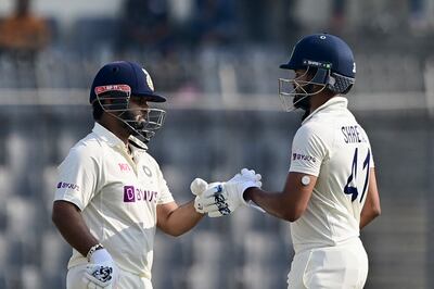 Rishabh Pant, left and Shreyas Iyer hit attacking fifties at the Sher-e-Bangla National Stadium. AFP