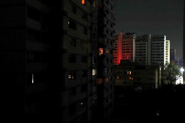 General view of buildings with emergency lights during a power outage in Caracas, Venezuela, 07 March 2019. EPA