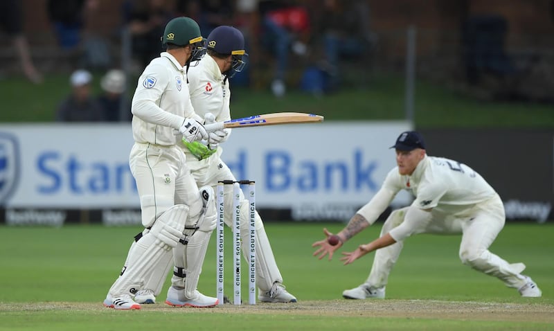 South Africa's Quinton de Kock is dropped  by Ben Stokes at slip. Getty