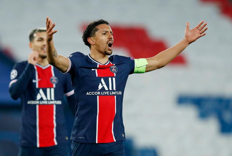 Defender: Marquinhos (PSG) - Paris Saint-Germain met an ambush for the opening half of Barcelona’s visit, so emphatic there were genuine fears for the safety of their vast first-leg lead over Barca. Marquinhos tamed the threat. Reuters