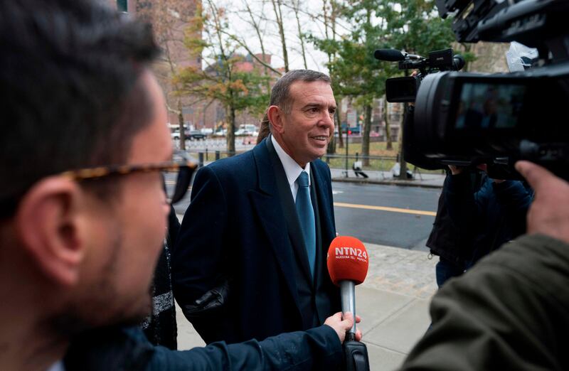 Former FIFA vice president Juan Angel Napout (C) of Paraguay arrives November 13, 2017 at Brooklyn Federal Courthouse in New York.
The FIFA corruption trial is to get underway with opening statements in New York two and a half years after US prosecutors unveiled the largest graft scandal in the history of world soccer. Forty-two officials and marketing executives, and three companies were indicted in an exhaustive 236-page complaint detailing 92 separate crimes and 15 corruption schemes to the tune of $200 million.  / AFP PHOTO / Don EMMERT