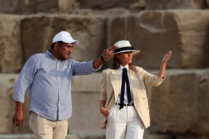 US First Lady Melania Trump tours the pyramids of Egypt in Cairo, Reuters