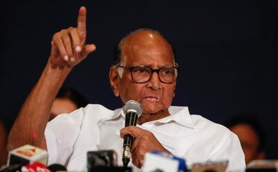Nationalist Congress Party president Sharad Pawar speaks at a news conference in Mumbai, India, November 23, 2019. REUTERS/Francis Mascarenhas