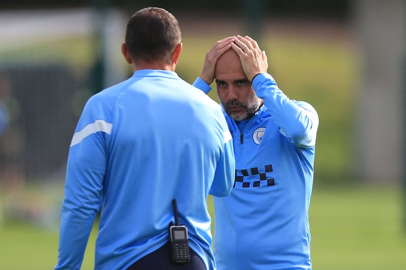 Manchester City manager Pep Guardiola during training. AFP