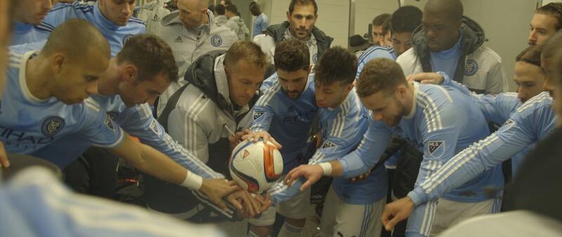 The New York City FC players get ready to play their first-ever game, a preseason friendly in Charleston. Courtesy Win!