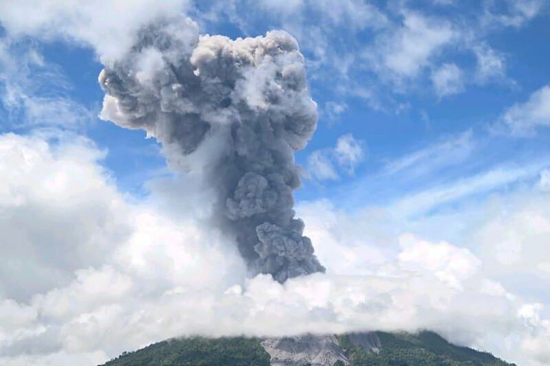 Mount Ibu spews thick smoke in Indonesia's North Maluku province. AFP
