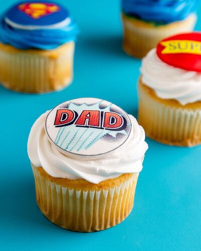 Superhero-themed cupcakes from Mister Baker for Father's Day. Courtesy Mister Baker