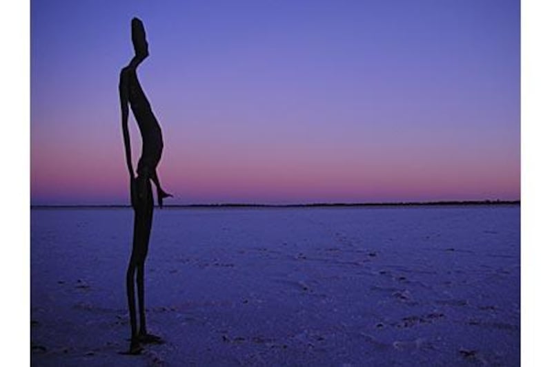 The life-size sculpture in Antony Gormley's <i>Inside Australia</i> are cast in metals found within the region.