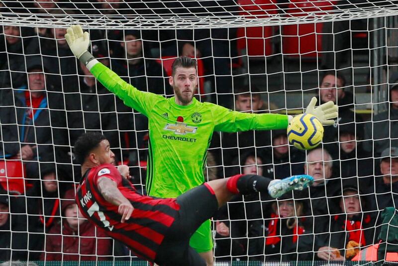 Bournemouth's Joshua King scores against Manchester United. Reuters
