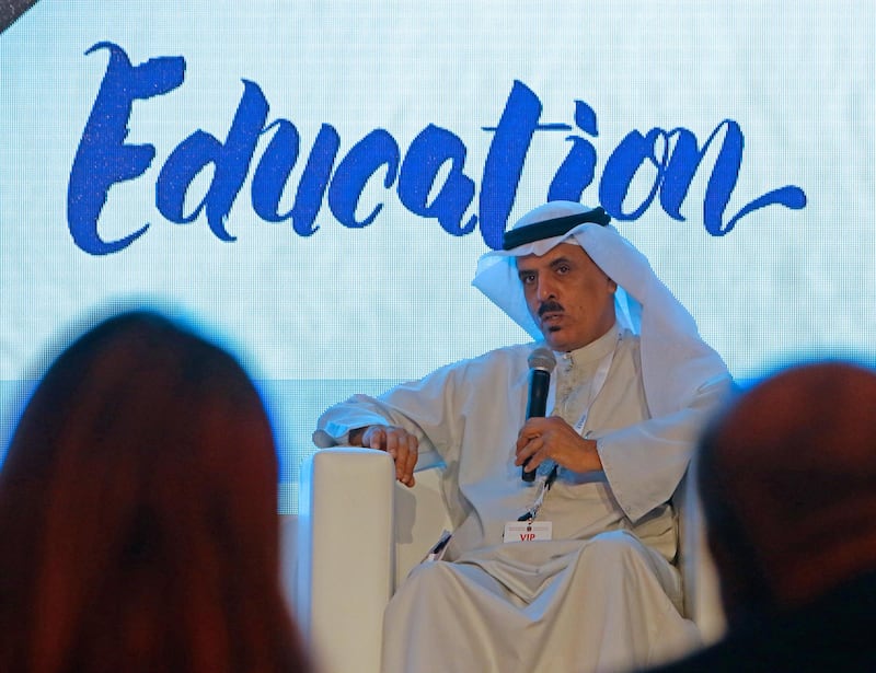 Dubai, United Arab Emirates - March 14, 2017.  Dr Majid Bin Ali Al Nuaimi ( Minister of Education of Bahrain ) at the panel discussion, at the ongoing GESS Education Conference in Dubai World Trade Centre Exhibition Halls.  ( Jeffrey E Biteng / The National )  Editor's Note;  ID 66185 *** Local Caption ***  JB140317-GESS19.jpg