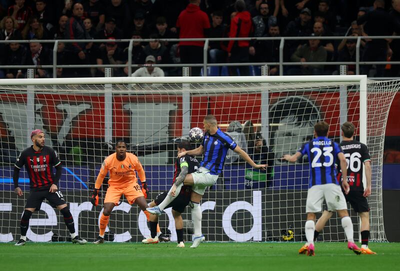 Edin Dzeko scores Inter's first goal. Getty