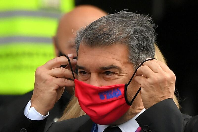 Candidate for Barcelona presidency Joan Laporta leaves after casting his vote. AFP