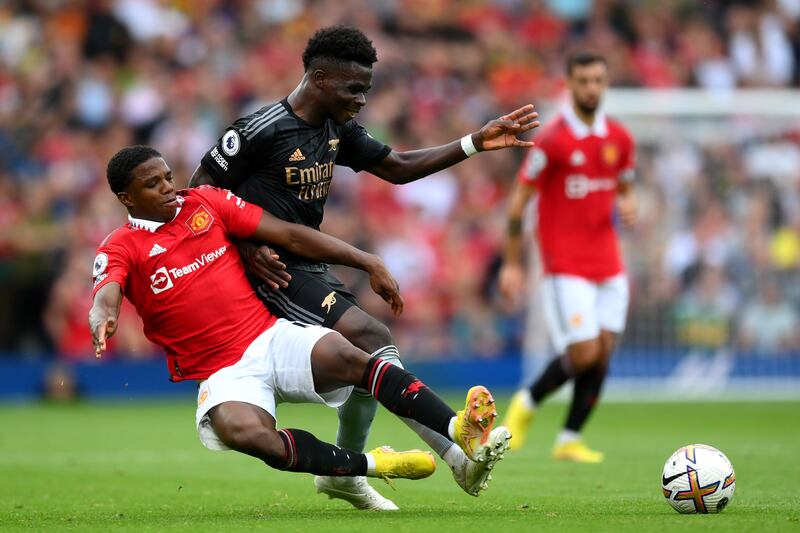 Tyrell Malacia 6: His hardest match since he joined United. Beaten for pace by Saka in an 18th minute Arsenal attack, made a couple of clumsy challenges, but found his groove and played the duration. Roared as he outjumped the taller Nketiah in injury time. Getty