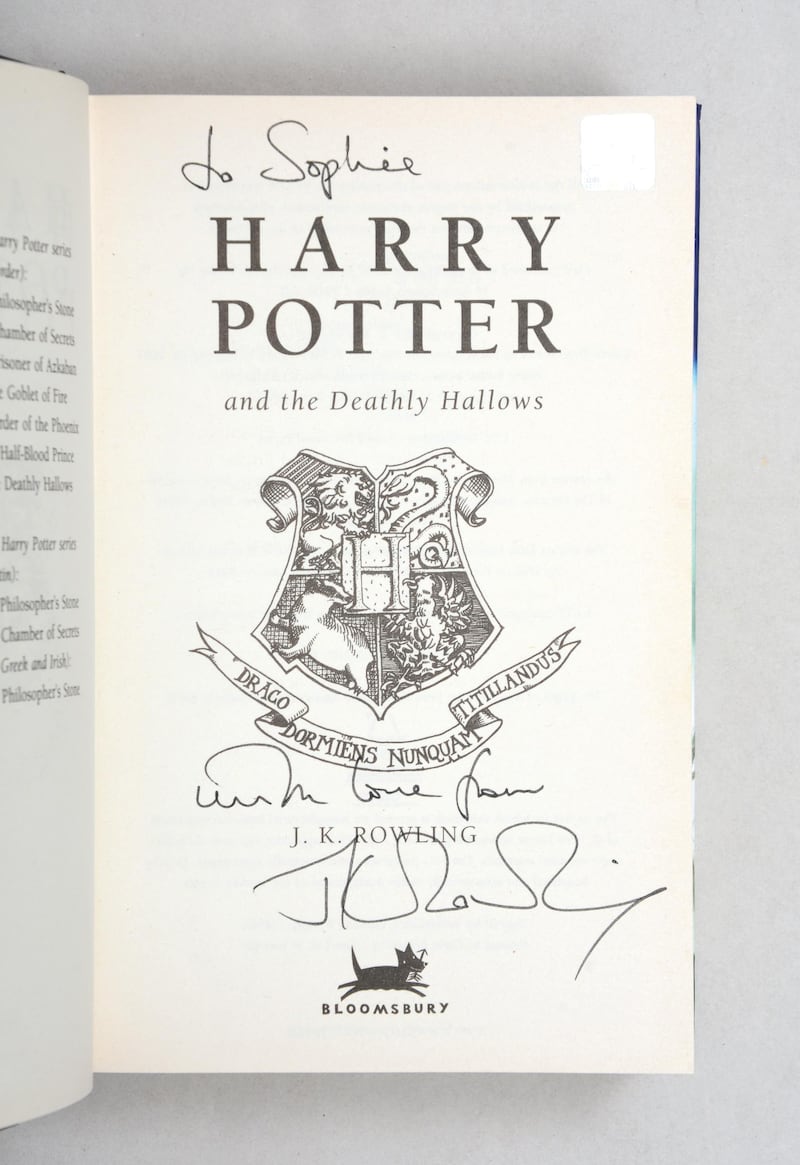 A special edition of Harry Potter and the Deathly Hallows signed by author JK Rowling. Peter Harrington 