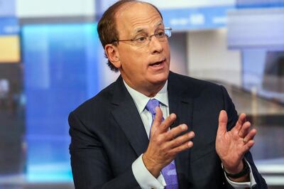 Laurence "Larry" Fink, chairman and chief executive officer of BlackRock Inc., speaks during a Bloomberg Television interview in New York, U.S., on Thursday, Dec. 17, 2015. Fink said falling energy prices and a stronger dollar are weighing on the U.S. economy, which will be lucky to see 2 percent growth in 2016. Photographer: Chris Goodney/Bloomberg *** Local Caption *** Larry Fink