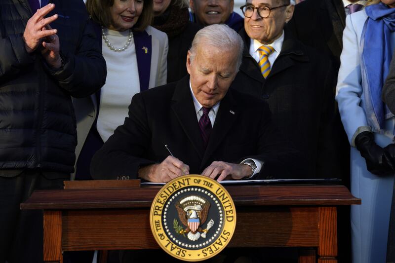 Mr Biden voiced his support for same-sex marriage in 2012, when he was vice president. Bloomberg  