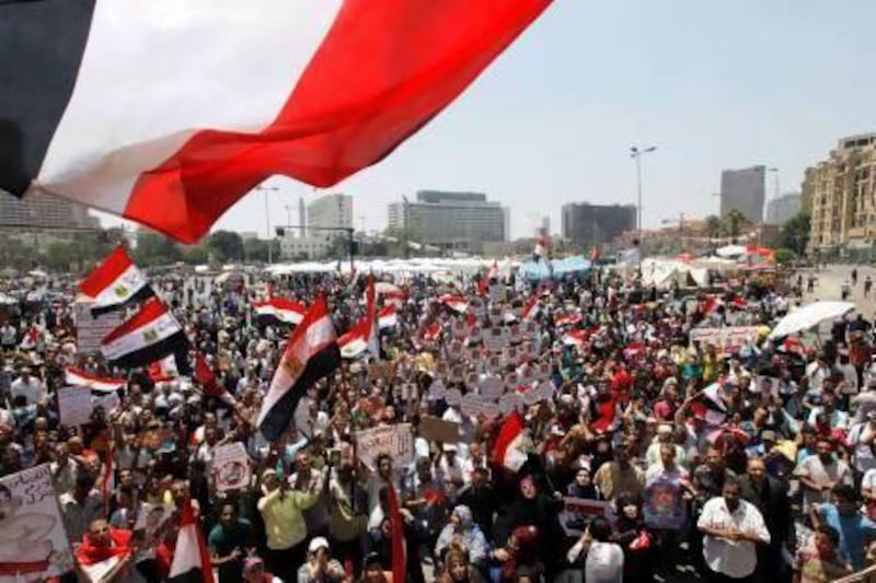 Opponents of Egypt's Islamist President Mohammed Morsi protest in Cairo's Tahrir Square on Friday.