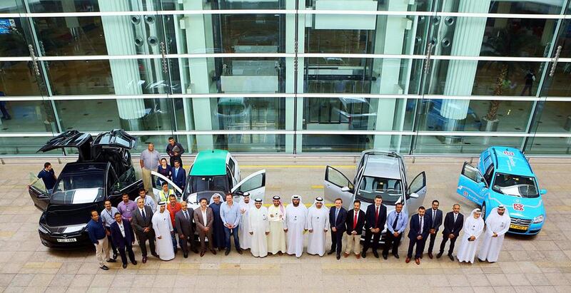 The electric car that is on a 34,000km zero-emission road trip (right) stopped by at Dubai International to refuel and support Dubai Airports’ green mobility initiative.  Courtesy : Dubai airports