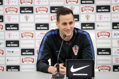 epa06805049 Croatia's Nikola Kalinic attends a press conference of the Croatian national soccer team at the Roschino Arena, outside St. Petersburg, Russia, 13 June 2018. Croatia prepares for the FIFA World Cup 2018, that will take place in Russia from 14 June to 15 July 2018.  EPA/ANATOLY MALTSEV