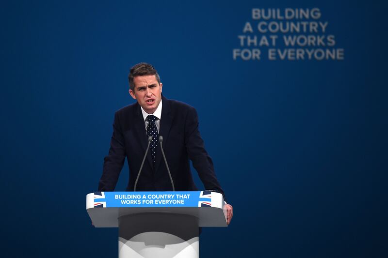 As chief whip, Gavin Williamson speaks on the last day of the Conservative Party Conference in Manchester in October 2017. Getty Images