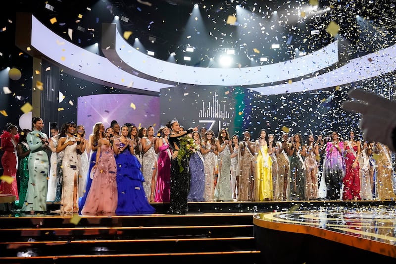 Gabriel on stage after being crowned Miss Universe at the 71st Miss Universe pageant, in New Orleans. AP