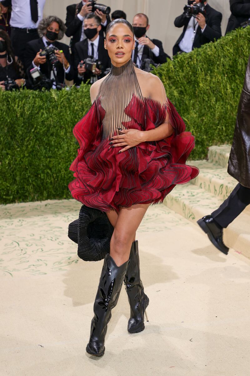 Tessa Thompson attends the 2021 Met Gala. AFP