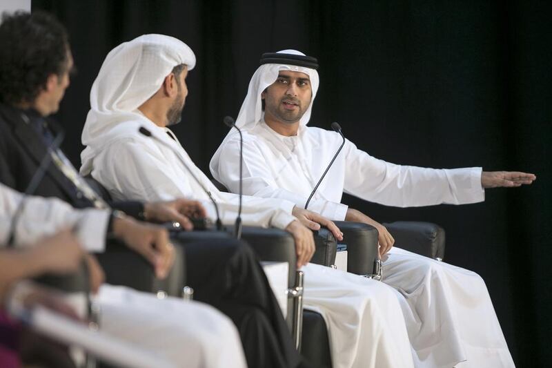 Hamad Eghdani, the director of Government Relation and Emiratisation at Emaar Hospitality Group, talks during a panel, 'Emiratisation: CSR or Business Decision?' on day two of the SME Congress & Expo at the Abu Dhabi National Exhibition Center. Silvia Razgova / The National



