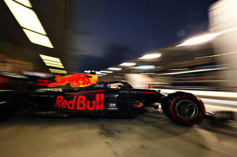 Red Bull's Alexander Albon of Thailand leaves the garage during qualifying ahead of the Etihad Airways Abu Dhabi Grand Prix qualifying session. Getty Images