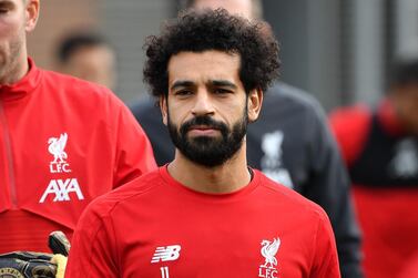 Liverpool's Egyptian midfielder Mohamed Salah attends a team training session at Melwood in Liverpool, north west England on October 22, 2019, on the eve of their UEFA Champions League Group E football match against Genk. / AFP / Paul ELLIS