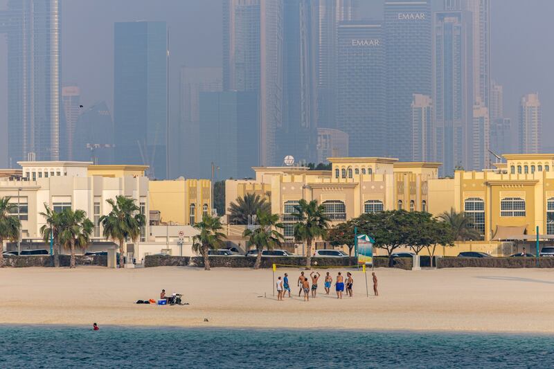 Residential properties and commercial high-rise offices in the Jumeirah Beach district of Dubai. The robust growth of the UAE's private sector economy continued in the month of August. Bloomberg