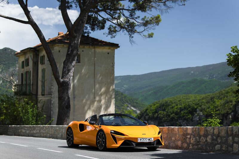 The McLaren Artura Spider on the winding roads of the South of France and Monaco  