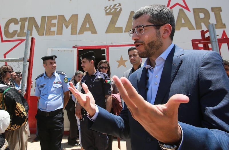 Ambassador Bertolotti attends the inauguration ceremony of the Cinema Zaatari. AFP