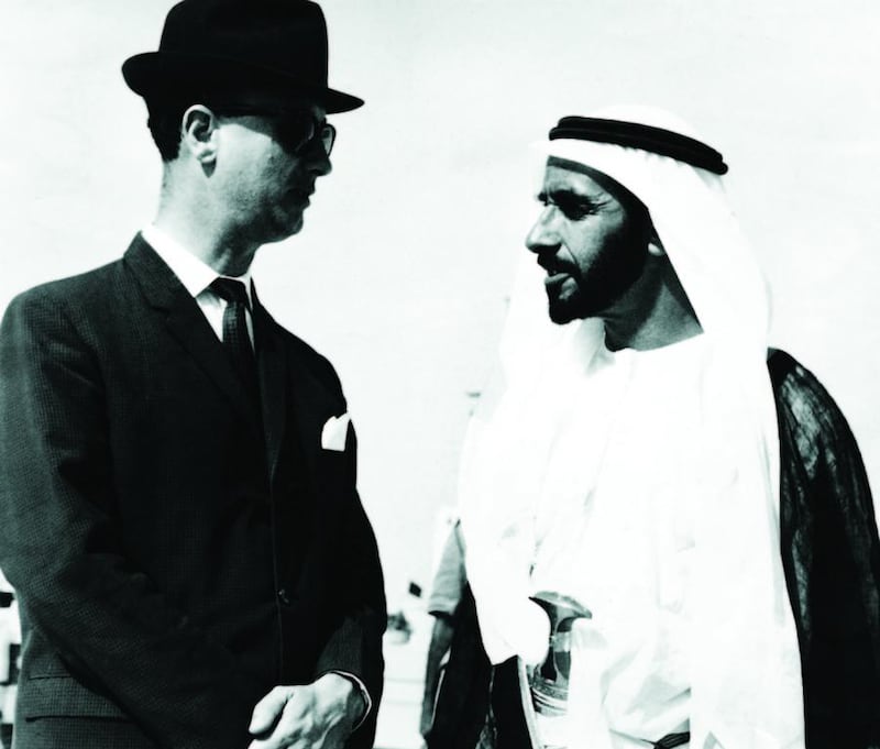 Sheikh Zayed with Archie Lamb, the British political agent in Abu Dhabi from 1965 to 1968