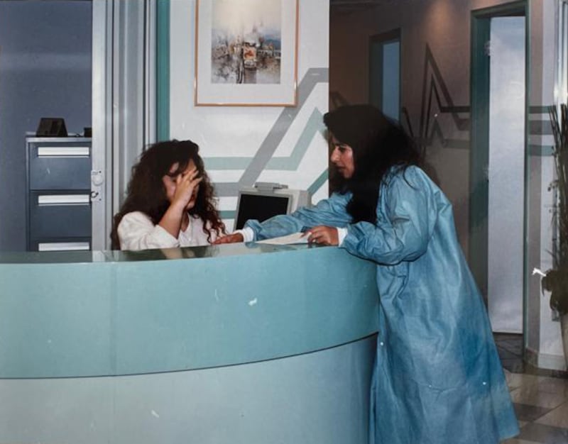 Moza Tahwara in her clinic in 1994. She returned to Dubai in the 1990s to work at Rashid Hospital in the city. Photo: Moza Tahwara