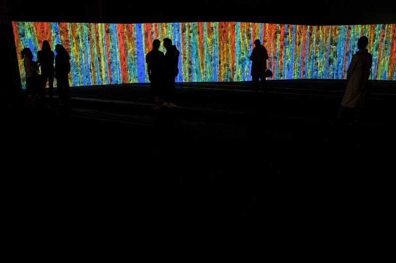 Members of the media are seen viewing "Where Shapes Come From" by artists Semiconductor which is part of the 31st Biennale of Sydney at Carriage Works in Sydney, Australia. Mark Kolbe / Getty Images