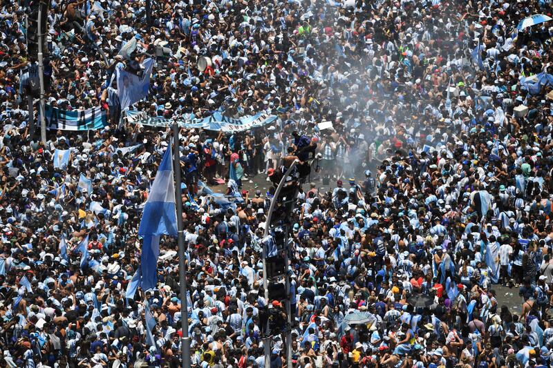 Argentina fans wait to greet their World Cup heroes in Buenos Aires. AFP