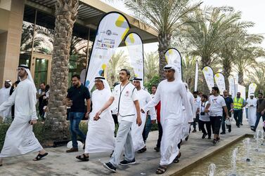 Sheikh Abdullah bin Zayed, Minister of Foreign Affairs and International Cooperation, led hundreds of people at the Walk of Tolerance in Umm Al Emarat Park in Abu Dhabi earlier this year. Saeed Jumoh