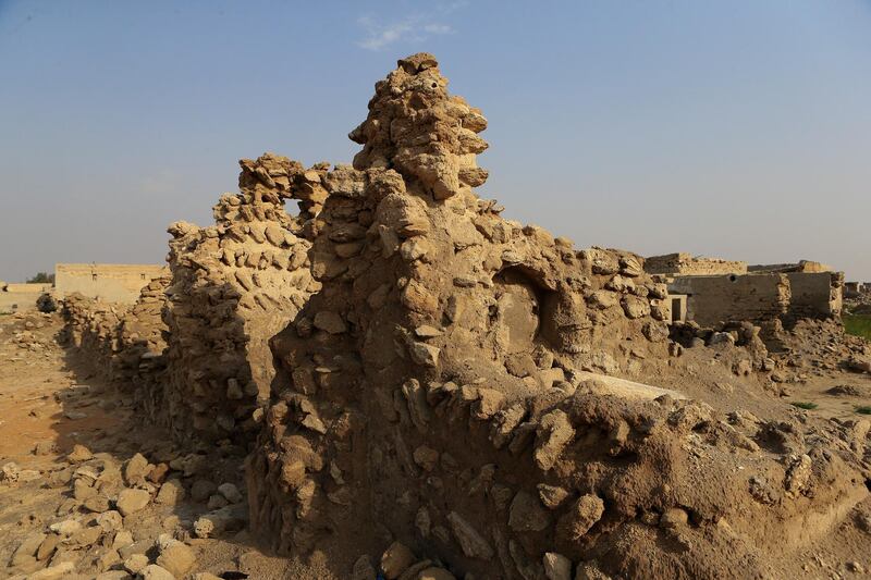 RAS AL KHAIMAH, UAE. March 30, 2014- Remnants of a coral and sand wall in Jazirat Al Hamra in Ras Al Khaimah, Sunday, March 30, 2014. (Photos by: Sarah Dea/The National, Story by: Anna Zacharias, News)
