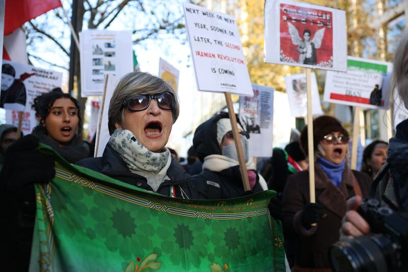 Demonstrators during a London protest against the regime in Tehran. Getty