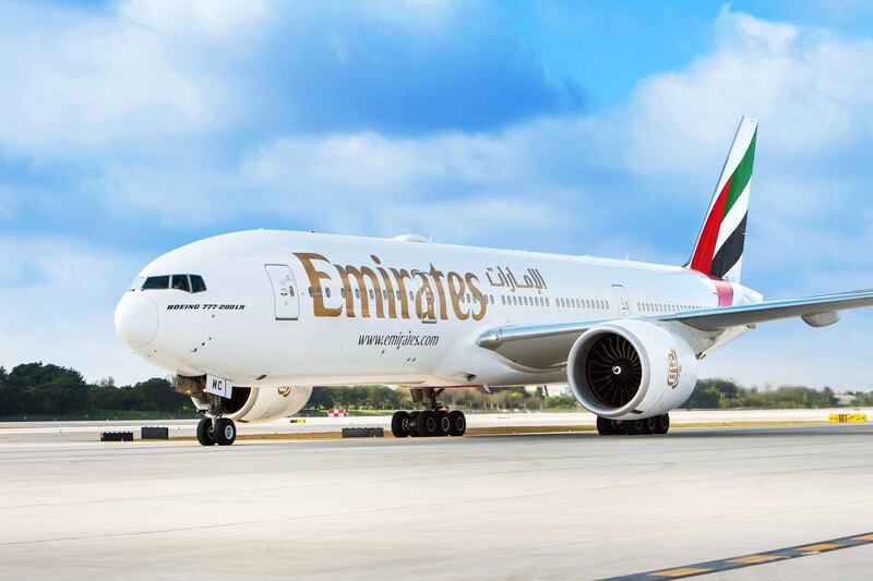 Emirates celebrates the arrival of its inaugural flight from Dubai International Airport (DXB) to Fort Lauderdale-Hollywood International Airport (FLL), marking the launch of their eleventh U.S. gateway on Thursday, Dec. 15, 2016, in Fort Lauderdale, Fla. (Jesus Aranguren/AP Images for Emirates Airline)