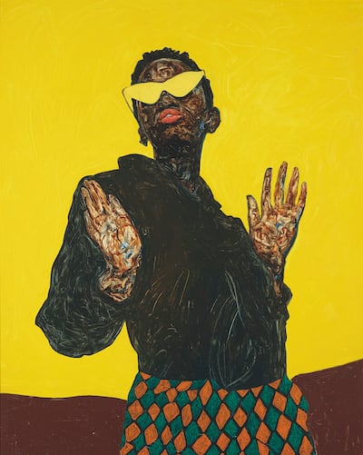 Ghanaian artist Amoako Boafo's 'Hands Up' sold for $3.3 million last December at Christie's in Hong Kong. Photo: Christie's