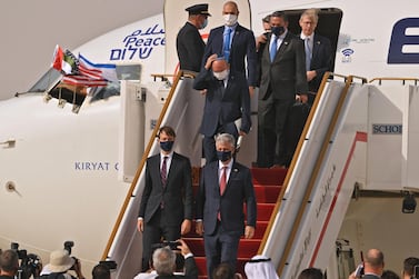 A US-Israeli delegation including White House advisor Jared Kushner took off on a historic first direct commercial flight from Tel Aviv to Abu Dhabi to mark the normalisation of ties between Israel and the UAE. AFP