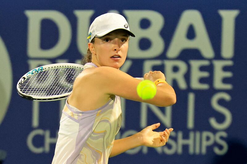 Iga Swiatek dropped just two games against Leylah Fernandez in the second round of the Dubai Duty Free Tennis Championships. AFP