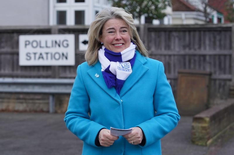 Conservative candidate Anna Firth leaves Highlands Methodist Church Hall after casting her vote in the Southend West by-election to select a successor to Sir David Amess, who was fatally stabbed during a constituency surgery last year. Picture date: Thursday February 3, 2022. PA