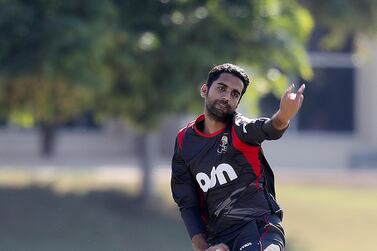 UAE bowler Qadeer in action during the one day international cricket against Ireland. Pawan Singh/The National