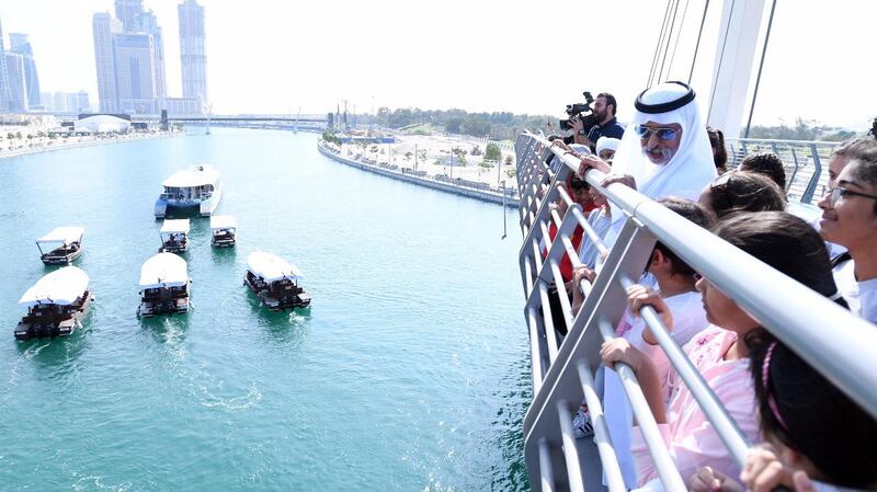 Nahyan bin Mubarak unveils plaque naming bridge arching over Dubai Water Canal as "Tolerance Bridge". WAM